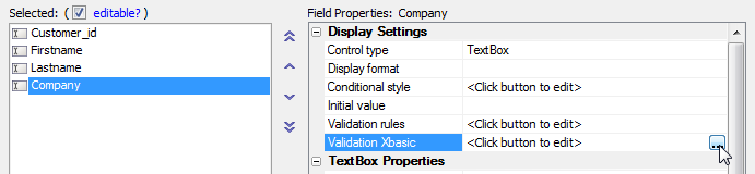 Go to Validation Xbasic to alter the Xbasic script .